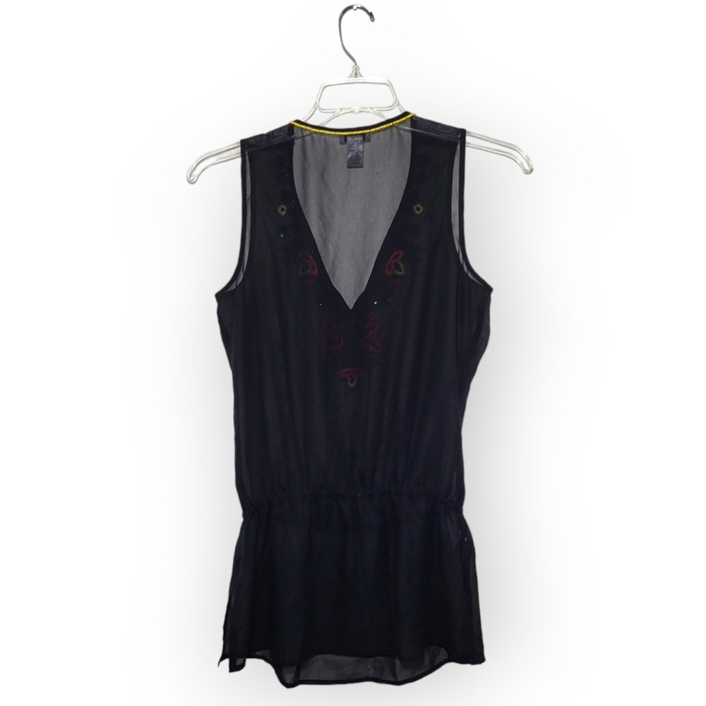 Cache Beaded Sheer Sleeveless Top Elastic Waist B… - image 2